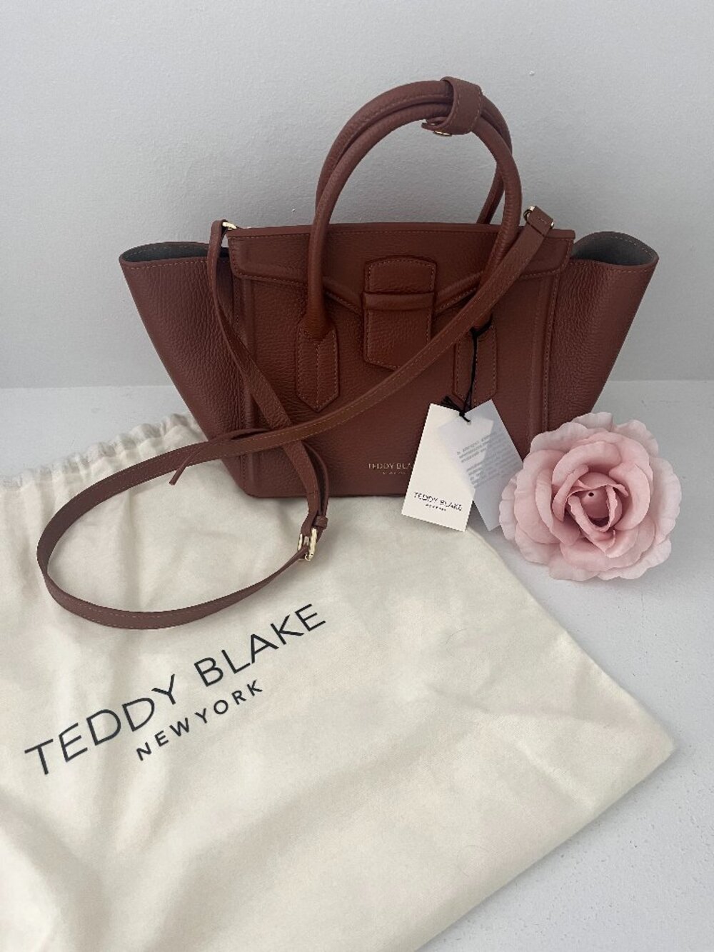 NWT Teddy Blake Giulia Stampato 10", Camel Brown Crossbody Bag